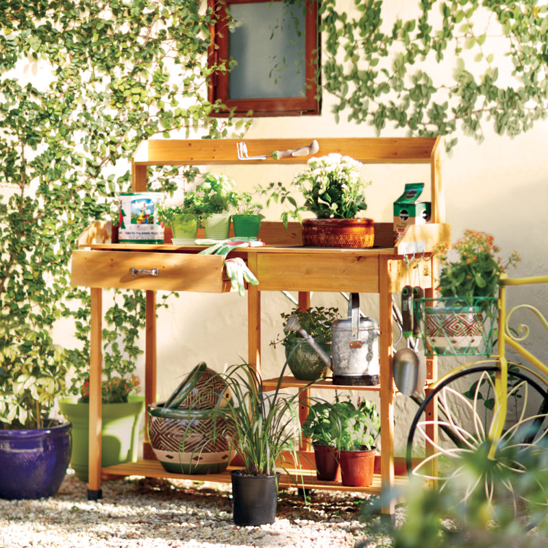 Loon Peak® Jackson Fir Wood Potting Bench & Reviews Wayfair